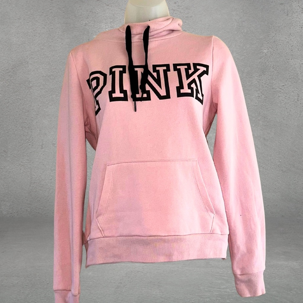 PINK Victoria's Secret Pink Light Pink and Black Hoodie